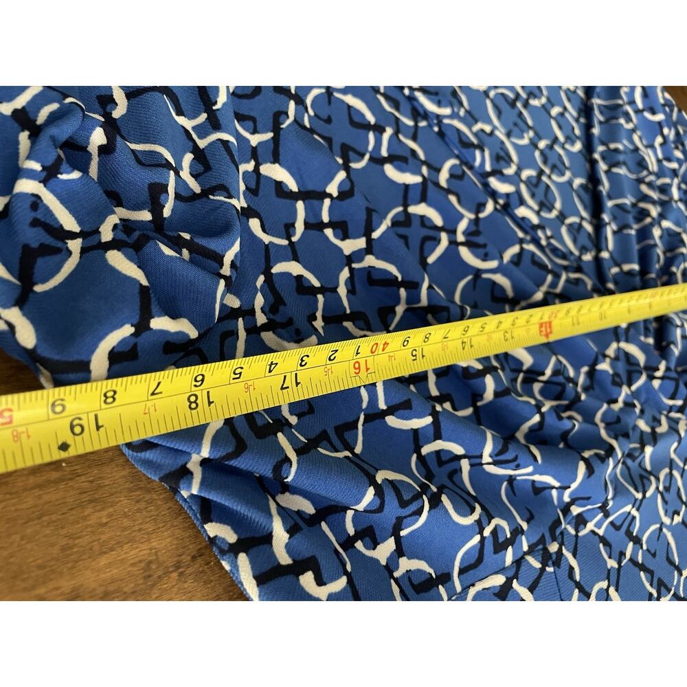 Chaps Ralph Lauren Blue Geometric Sheath Women Dress Preppy Office Casual Large - Picture 5 of 9